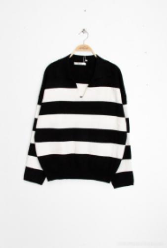 (w) Pullover OL17183-1 gestreift noir