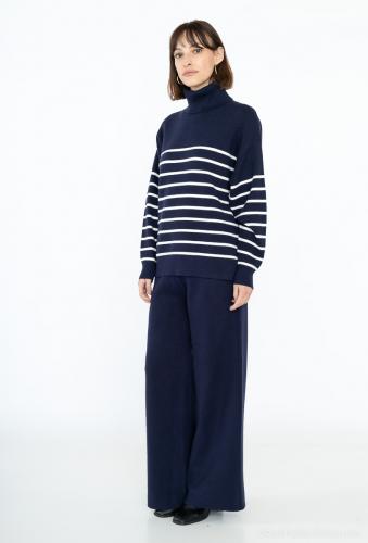 (w) Set striped marineblau