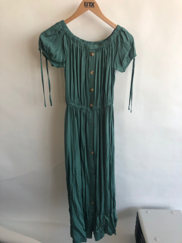 (w) Dress Overshoulder geknpft green