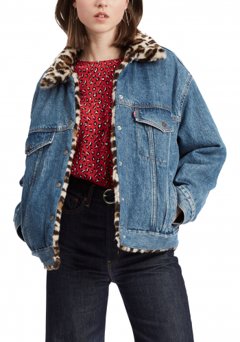 (w) Jacke Levis Dad Reversible Fur Trucker