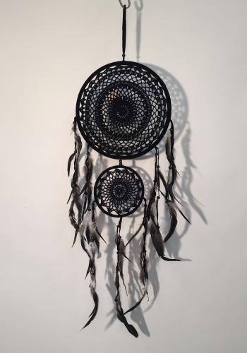 Dreamcatcher Double schwarz 32cm