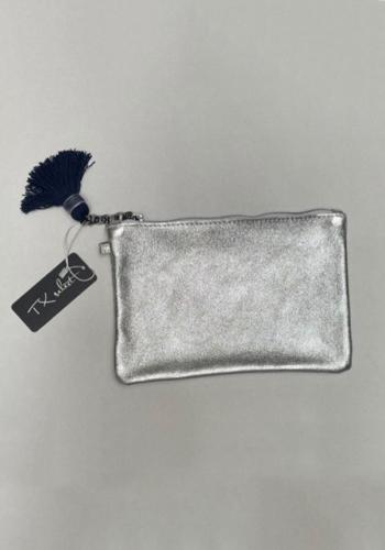 (w) Kosmetiktasche mit Puschel silber