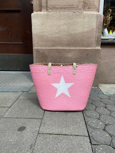 (w) Korbtasche mit Stern rosa