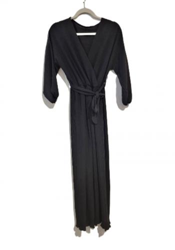 (w) Jumpsuit Plissee Langarm black