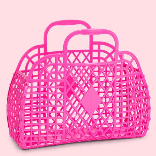 (w) Retro Basket LARGE, berry pink