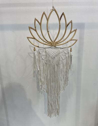 Dreamcatcher Lotus Makrame wood 42 cm natur