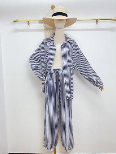 (w) Set Striped Shirt and Pants blue