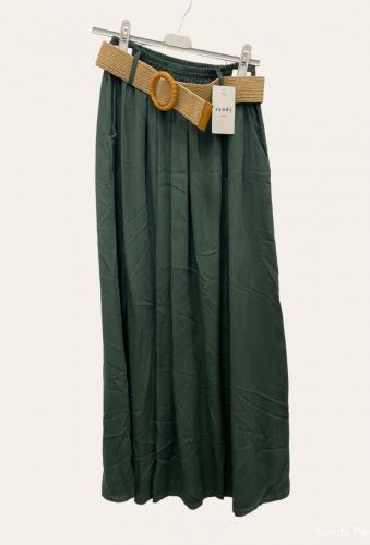 (w) Lyocell Maxi Skirt Belt green