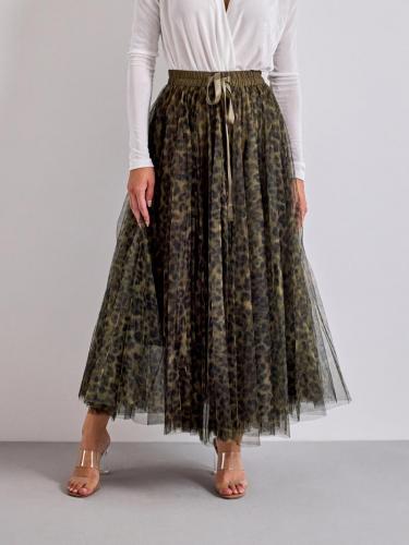 (w) Leopard Tulle Skirt