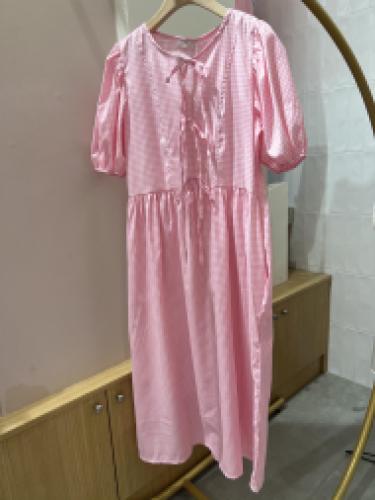 (w) Kleid 100557-4 Schleife Karo rosa 