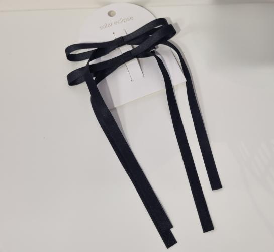 (w) Claw Petite Bow Barrette Set black