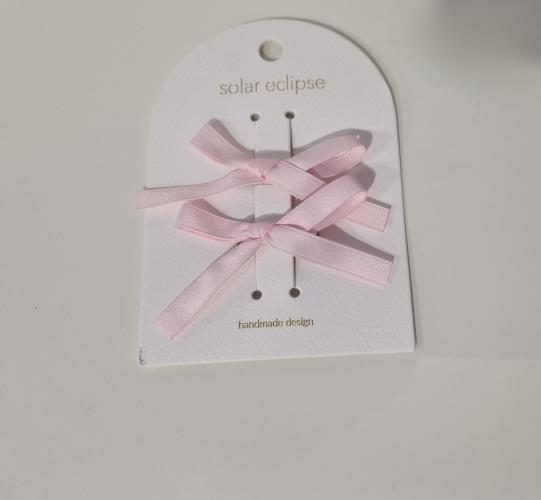 (w) Claw Classic Bow Barrette Set pink