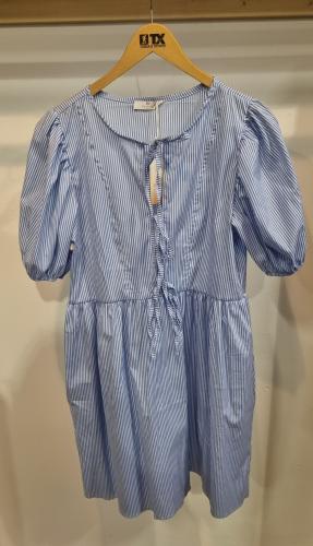 (w) Kleid 100557-2 Schleife gestreift midi blue