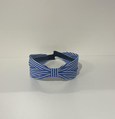 (w) Haarreif Bow blue striped