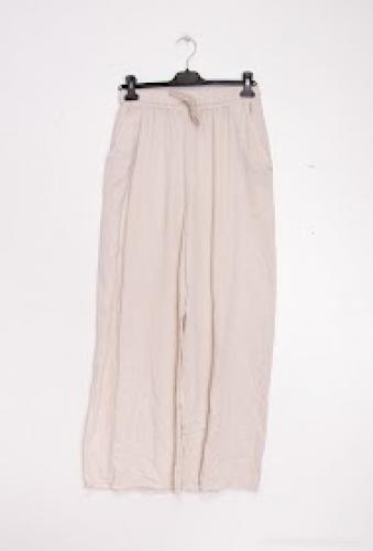 (w) Pant fluide large en lin beige 