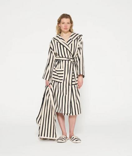 (w) Bademantel 10DAYS stripes ecru/black 