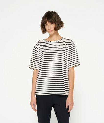 (w) T-Shirt 10DAYS Stripes white/ black