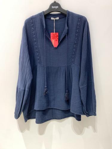 (w) Bluse Musselin 8717-G marine
