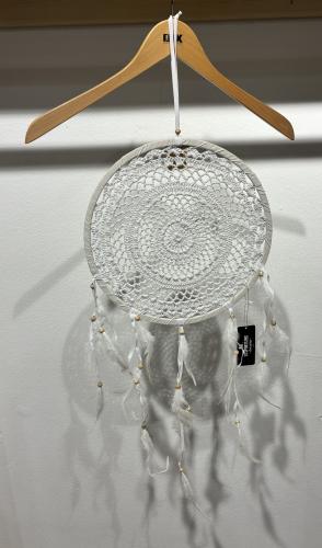 Dreamcatcher crocheted 32 cm white