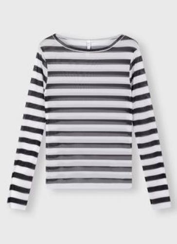 (w) Longsleeve 10Days Mesh Stripe black/ecru