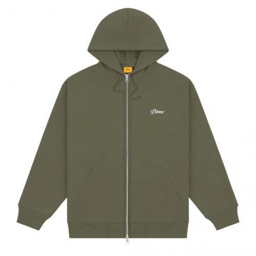 Zip Hooded Dime Cursive army green
