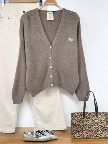 (w) Strickjacke 24606 herz taupe