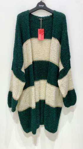 (w) Strickjacke 171 gestreift alpine grün