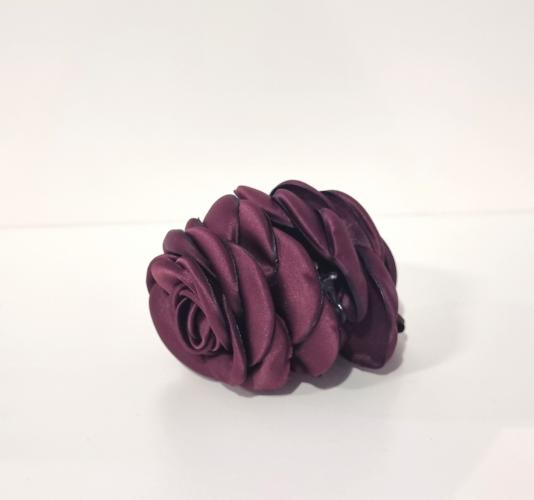 (w) Small Satin Rose Claw Dark plum
