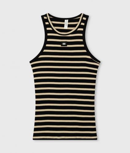 (w) Top 10Days Rib Striped black light latte 