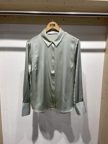 (w) Seidenbluse mit Hemdkragen desert sage