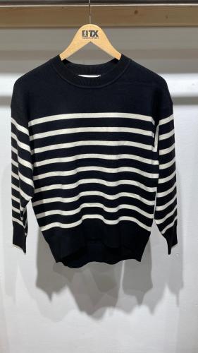 (w) Pulli W059 stripes noir