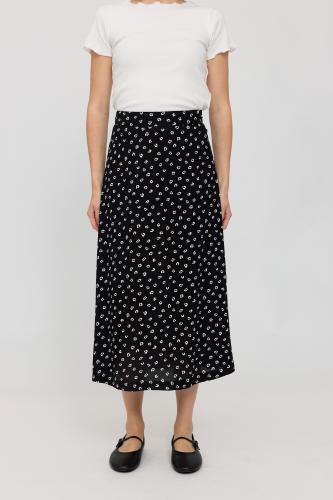 (w) Rock Mazine Printed Crinkle Midi black