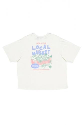 (w) T-Shirt Mazine Back Print offwhite