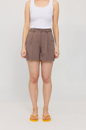 (w) Short Mazine Pleated grey brown