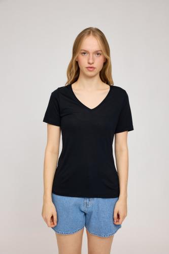 (w) T-Shirt Mazine Basic V Neck black