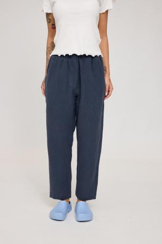 (w) Pant Mazine Straight Leg Linen blue
