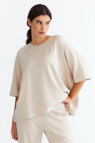 (w) T-Shirt Movesgood Happy greige