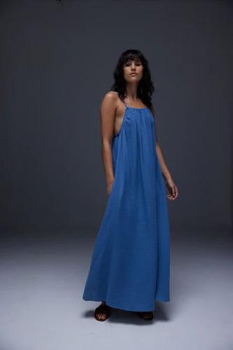 (w) Kleid Aveny Chantilly Cotton Crincle indigo blue