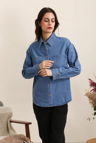(w) Shirt Denim blue
