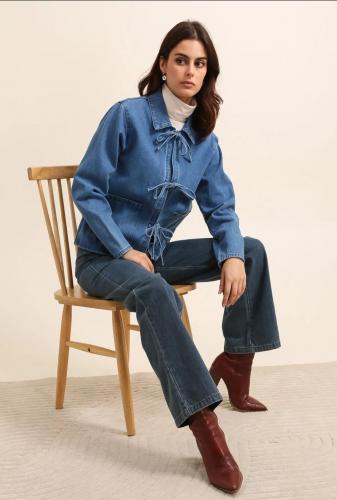 (w) Jacke Denim Schleifen dark blue