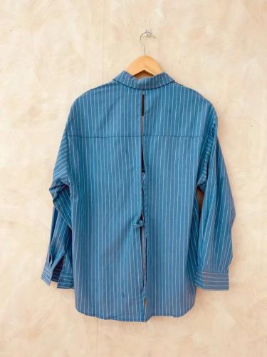 (w) Shirt Backless Stripe blue