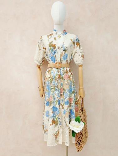 (w) Dress Embroidery Floral creme