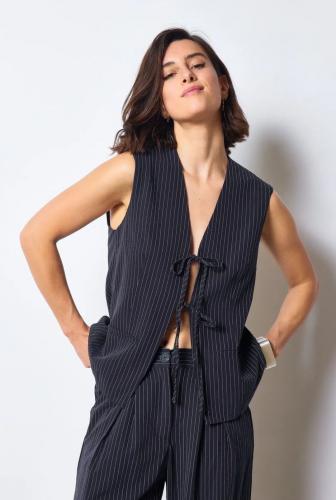 (w) Vest Striped navy