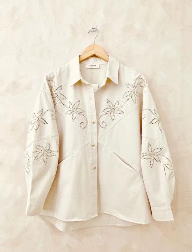 (w) Shirt Embroidery beige