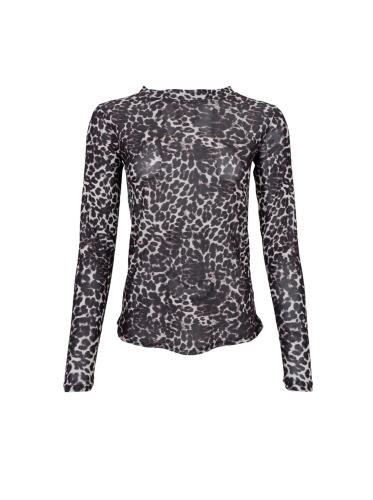 (w) Longsleeve Black Colour BCANNIE mesh blouse grey leo