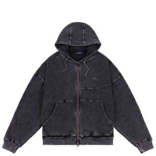Zip-Hooded Dime Premium Waffle faded black