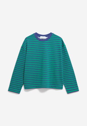 (w) Sweater Armedangels Frankaa Maarlen Stripe emerald green blue noon