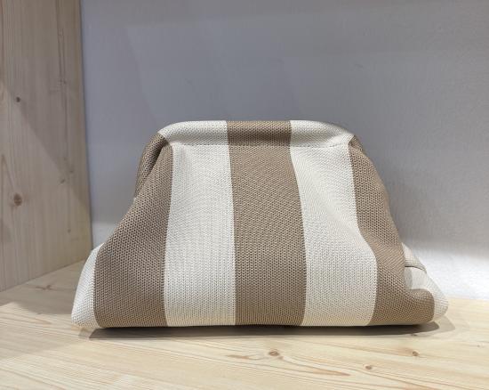 Kosmetiktasche beige/creme gestreift