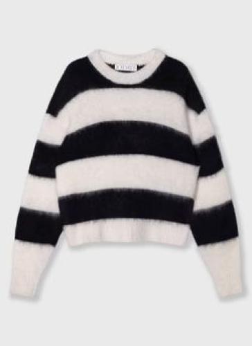 (w) Sweater 10Days Cropped Hairy Knit Stripes ecru