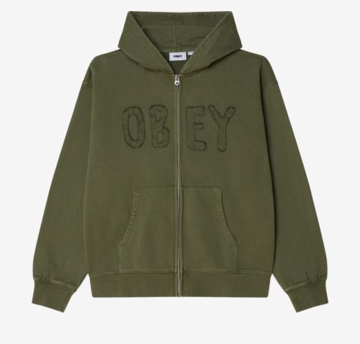 Zip-Hooded OBEY Hybrid Faded Hood Deep lichen green